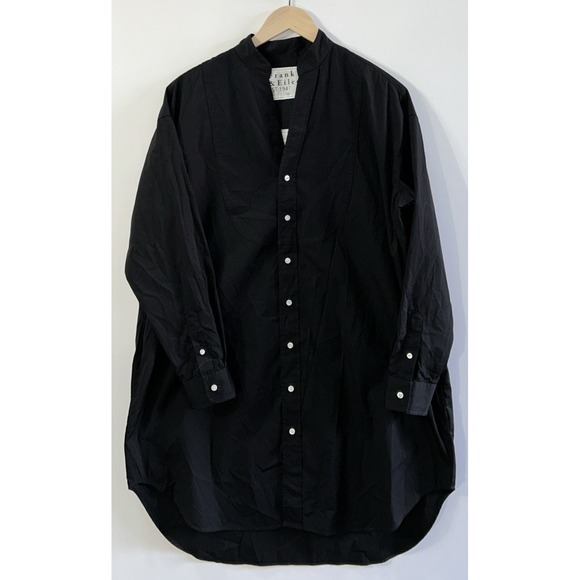 Frank &‎ Eileen TORI Italian Tuxedo Shirtdress Black Cotton XS Pockets Oversized - Picture 4 of 16